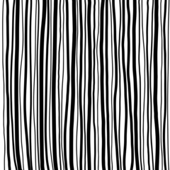 Hand drawn vertical parallel thick and thin various black lines on white background. Vector pattern for print, graphic or web design