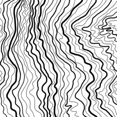 Wave lines pattern. Black hand drawn wavy lines isolated on white background. Abstract vector texture for graphic design