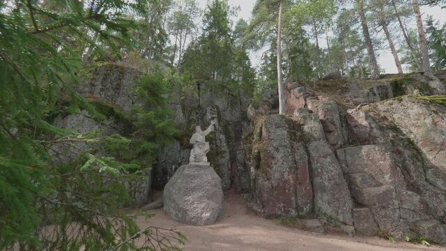 Monument of Vainamoinen in Mon Repos park, Vyborg, Russia.