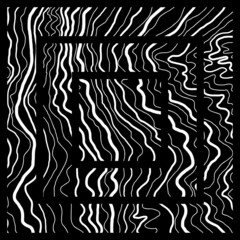 Wave lines pattern. White lines on black background. Creative frame. Abstract vector texture for graphic design