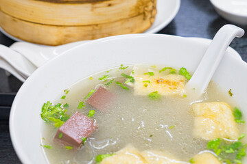 chinese soup with meat and vegetables