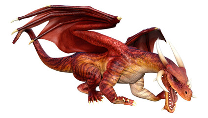 3D Rendering Fairy Tale Dragon on White