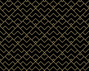 Das geometrische Muster mit Linien. Nahtloser Vektorhintergrund. Gold und schwarze Textur. Grafisches modernes Muster. Einfaches Gittergrafikdesign