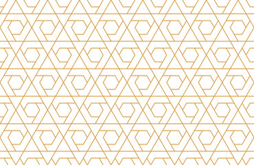 The geometric pattern with lines. Seamless vector background. White and gold texture. Graphic modern pattern. Simple lattice graphic design