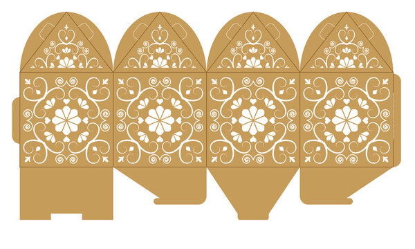Mandala patterned box. Ethnic decorative elements. Box template. Gift box digital template vector. pattern vector files for laser cut. Gift box template.