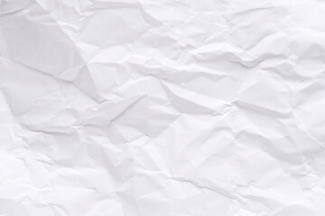 White crumpled paper texture background.