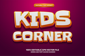 kids corner cartoon Bold 3D Editable text Effect Style