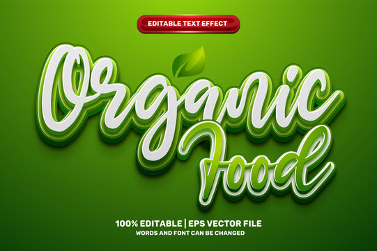 green organic food 3D logo template Editable text Effect Style