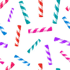 Obraz premium seamless pattern with multicolored striped candy sticks. Sweets pattern