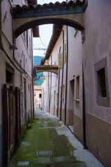 Norcia, Umbria, Italy: typical old street with arches