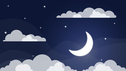 night sky and moon, starry sky, endless night sky