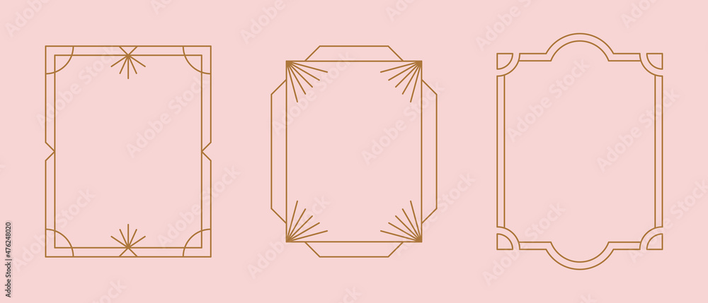 Aufkleber Vector set of linear frames and borders - abstract design elements for decoration or logo design templates in modern minimalist style with copy space for text