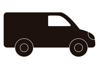 Icono negro de furgoneta en fondo blanco.