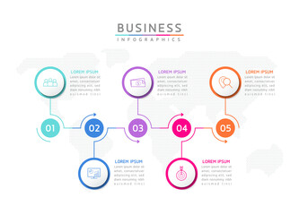 Fototapeta premium Vector illustration, infographics design, template, marketing, information, with 5 options or steps