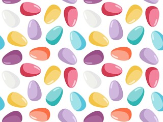 Easter eggs seamless pattern. Colorful painted eggs by Easter. Pastel colors repeated background for wallpaper, wrapping, packing, textile, scrapbooking.