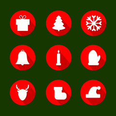 Christmas icons on dark green backgrond 2022