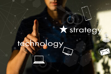 Inspiration showing sign Creative Education. Business overview students able to use imagination and critical thinking In Suit Holding Pointing Finger On Futuristic Virtual Button.