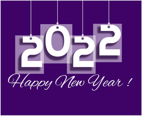 Happy New Year 2022 Design Vector Abstract Holiday Illustration White With Purple Background