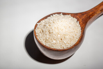 Fototapeta na wymiar The rice is on the white background.