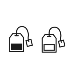 Tea bags, black and whitе, icon, vector.