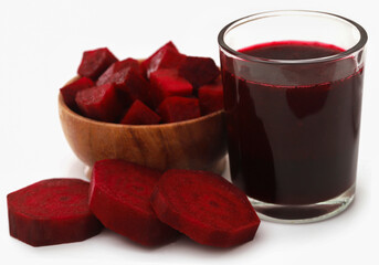 Beetroot with juice in a glass