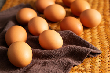 eggs on bamboo tray