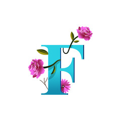 Creative floral F logo icon art illustration