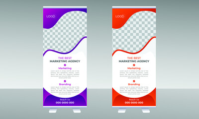 Professional Roll-up banner template, Vertical roll-up template, banner stand, or flag design layout. Abstract modern stand banner template design. Abstract, vertical, modern roll-up background.