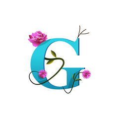 Creative floral G logo icon art illustration