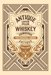 Whiskey label with old frames