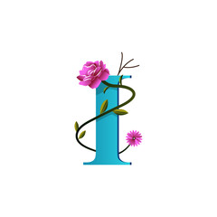 Creative floral I logo icon art illustration