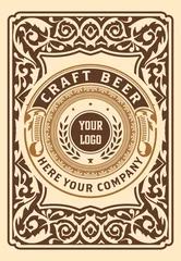 Behang Vintage labels Beer label with old frames