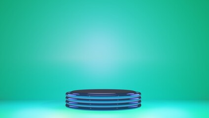 3d mockup podium stage for product showcase in lavander and mint colors. Double platform for cosmetic presentation. Minimal simple display background. 3d render illustration