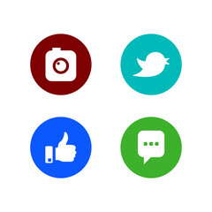 designed vector icons of like, handset, camera and bird for social media, websites, interfaces. Like icon eps. Social media icons set.