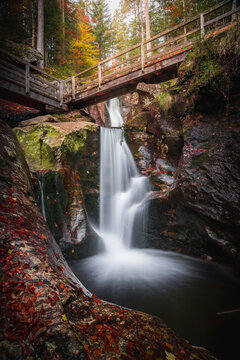 Hochfall Waterfall near Bodenmais in the Bavarian Forest, Germany