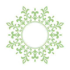 Decorative frame Elegant vector element for design in Eastern style, place for text. Floral green and white border. Lace illustration for invitations and greeting cards