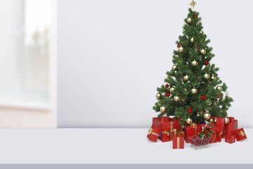 Christmas tree pine decor presents new year home winter intrerier