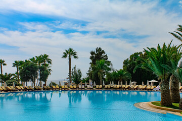 Large beautiful pool without people in Larnaca in Cyprus
