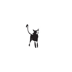silhouette of a cat or dog animal and black and white color drawing illustration icon vector