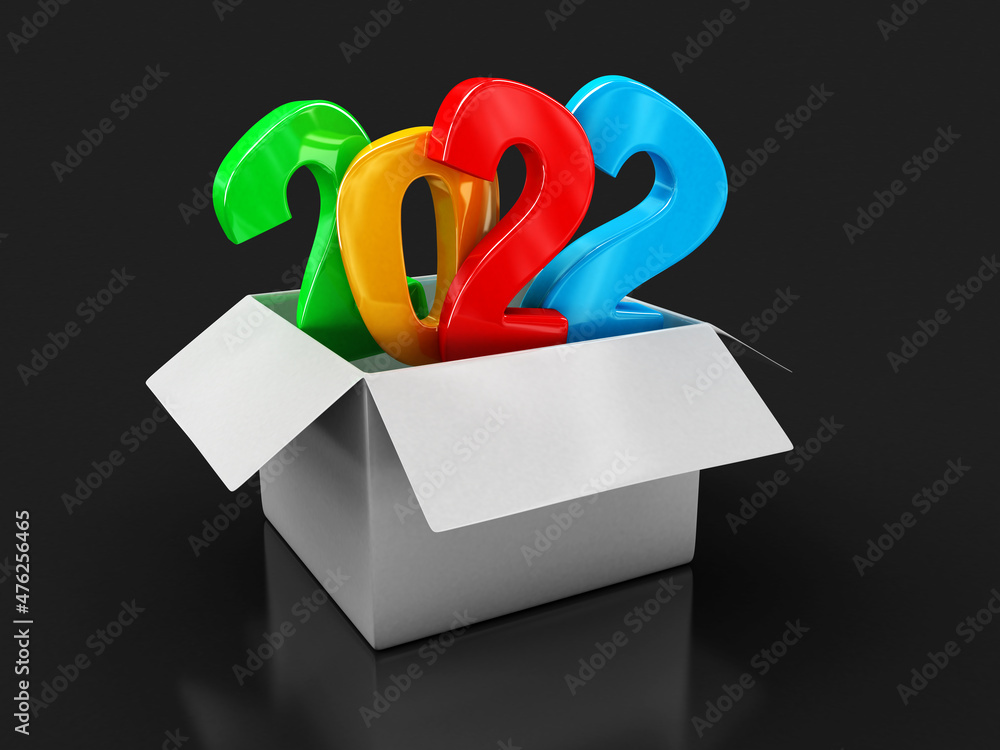 Poster open package with 2022. image with clipping path