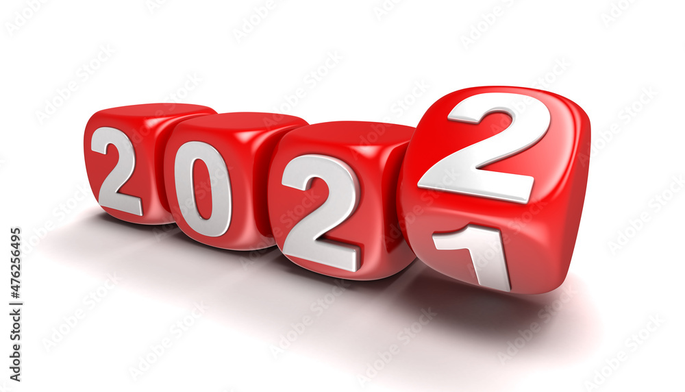 Poster dices with 2022. image with clipping path.