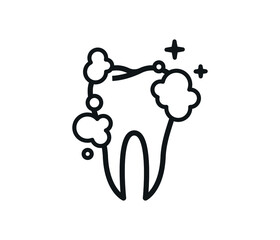 Tooth Clean Icon. Isolated on White Background. Editable Stroke.    