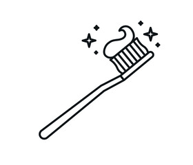 Tooth Cleaning. toothbrush and paste. editable vector.
