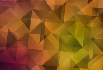 Light Red, Yellow vector polygon abstract background.