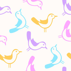 Seamless pattern with birds  in doodle style
