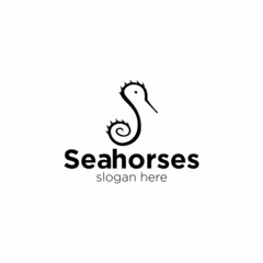seahorses logo vector template,letter S combination seahorses