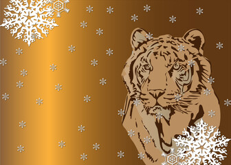 christmas background with tiger
