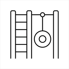 Kid amusement rings and stairs, line icon