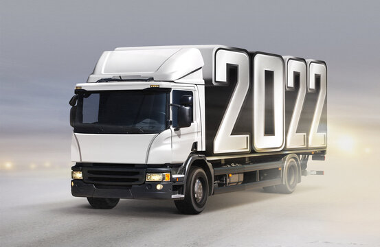 truck delivers 2022 by new year in winter