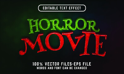 Obraz premium horror movie cartoon 3d text. editable text effect vectors illustration